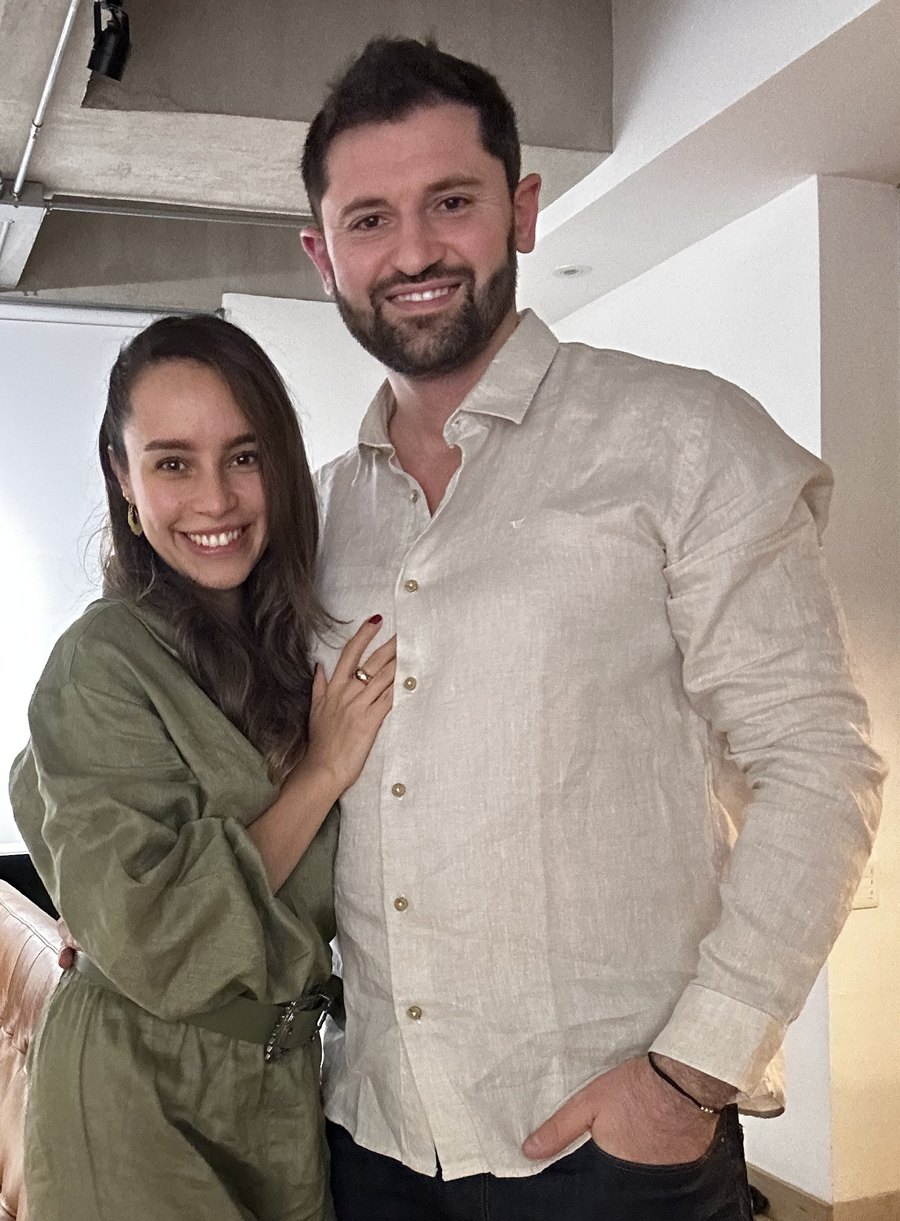 Leidy and Remi smiling together at home in Medellin